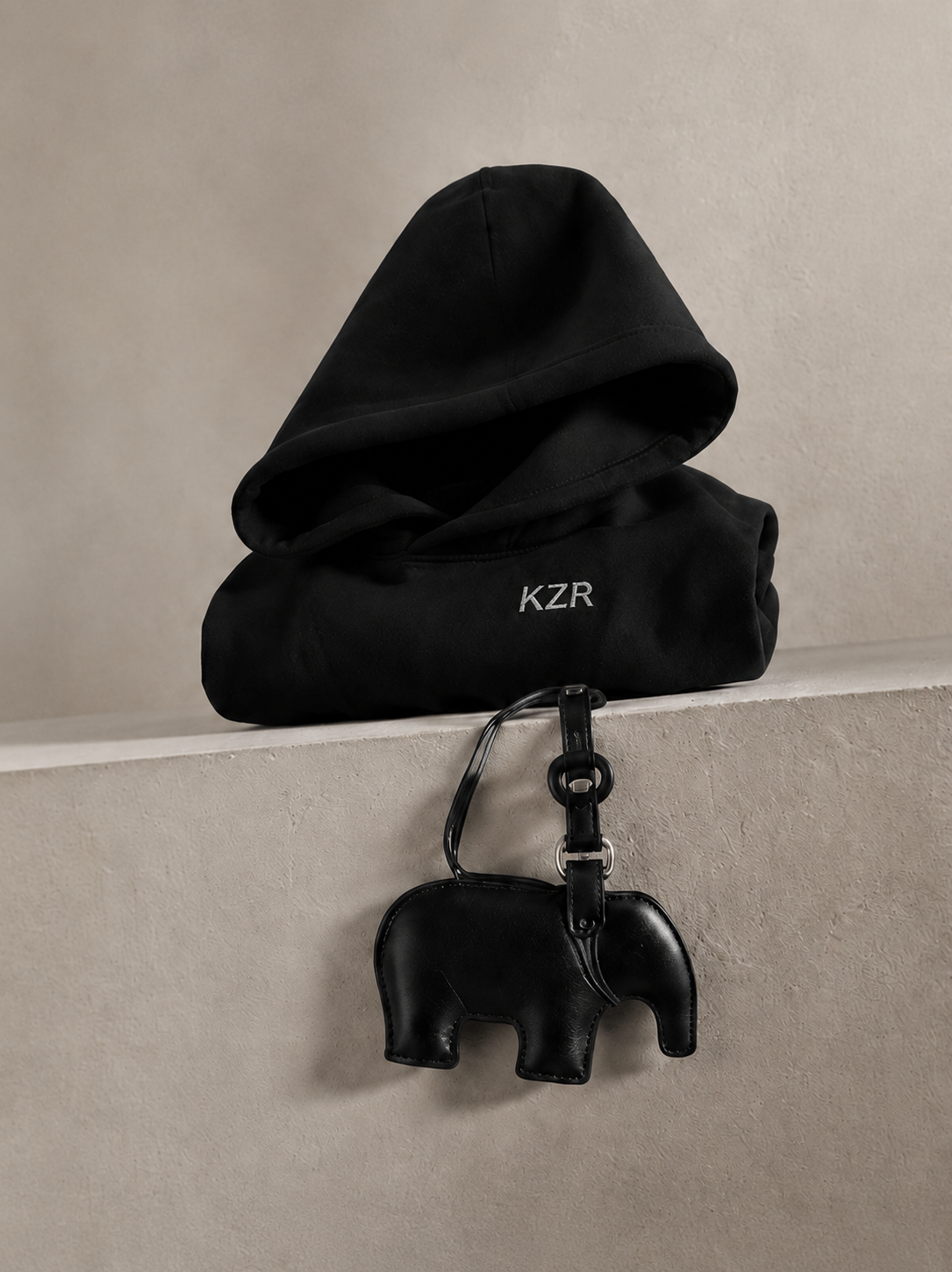 KZR hoodie with elephant leather charm